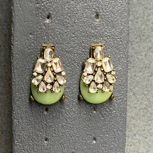 Baublebar Anthropologie Seastone Earrings Teardrop Rhinestone Mint Green Gold